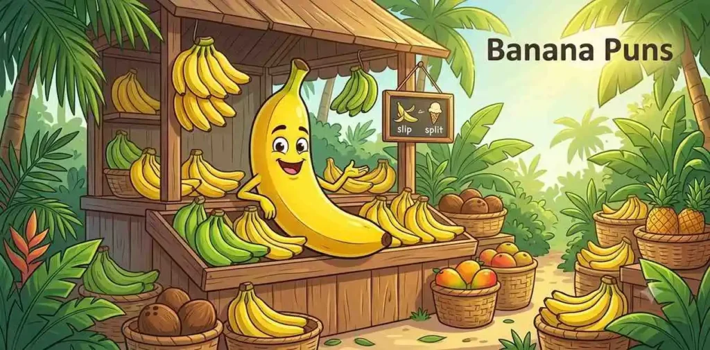 Playful banana at tropical market