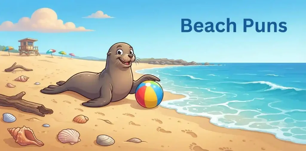 Playful sea lion beach scene
