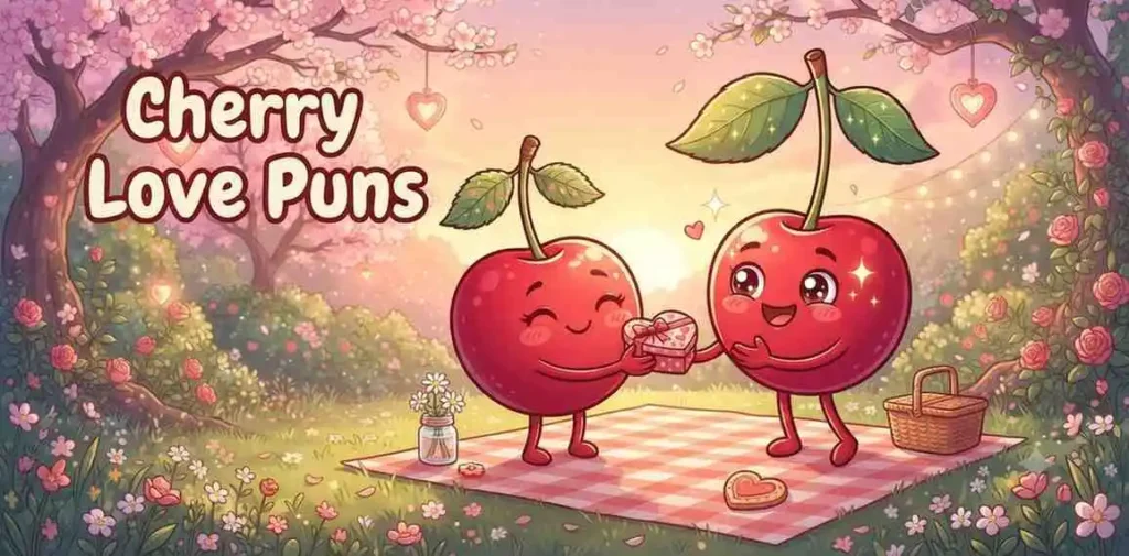 Cherry characters sharing sweet love