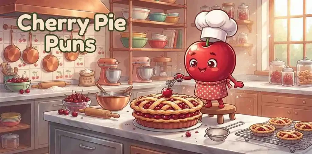 Cherry character baking fresh pie
