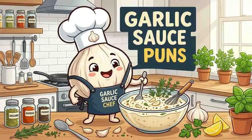 Garlic sauce kitchen scene