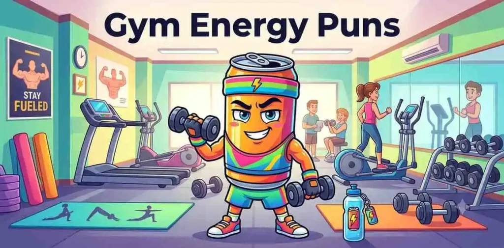 Energy drink mascot lifting weights