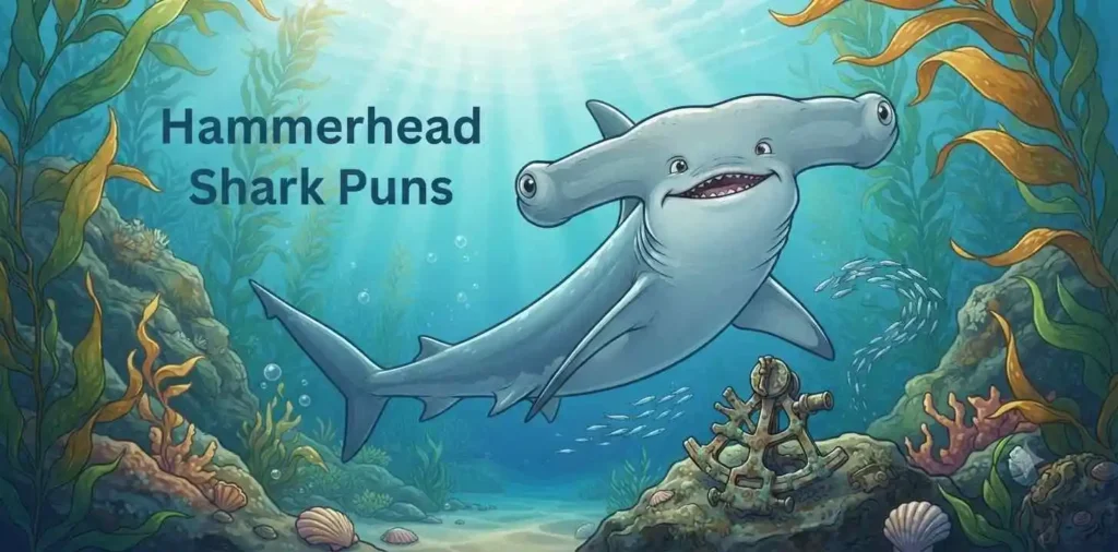 Funny hammerhead shark underwater