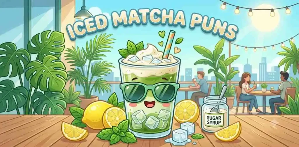 Iced matcha drink character