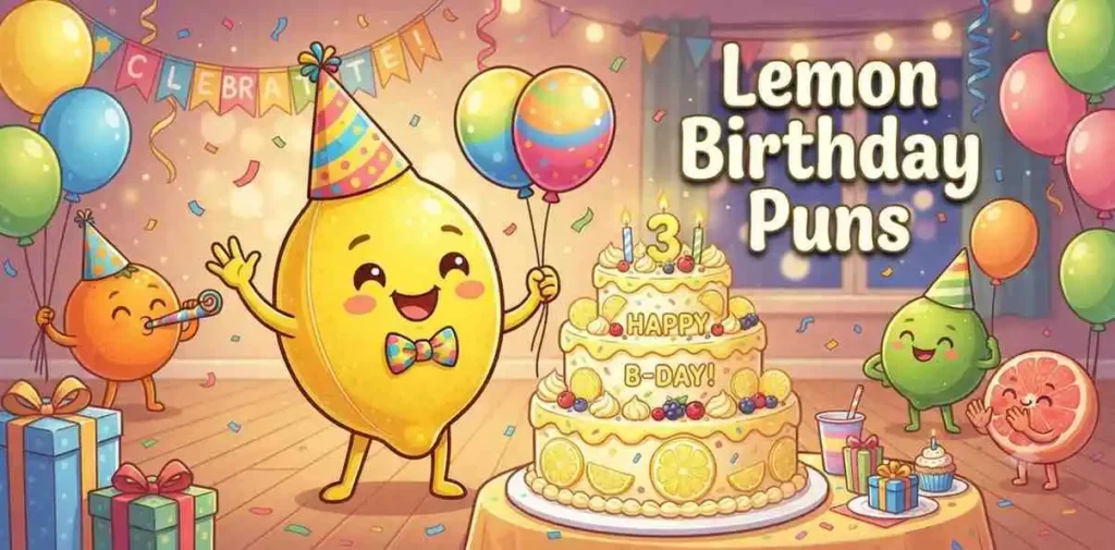 Birthday lemon celebrating happily