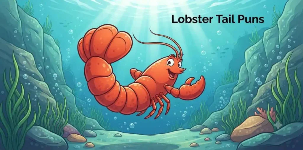 Playful lobster showing colorful tail