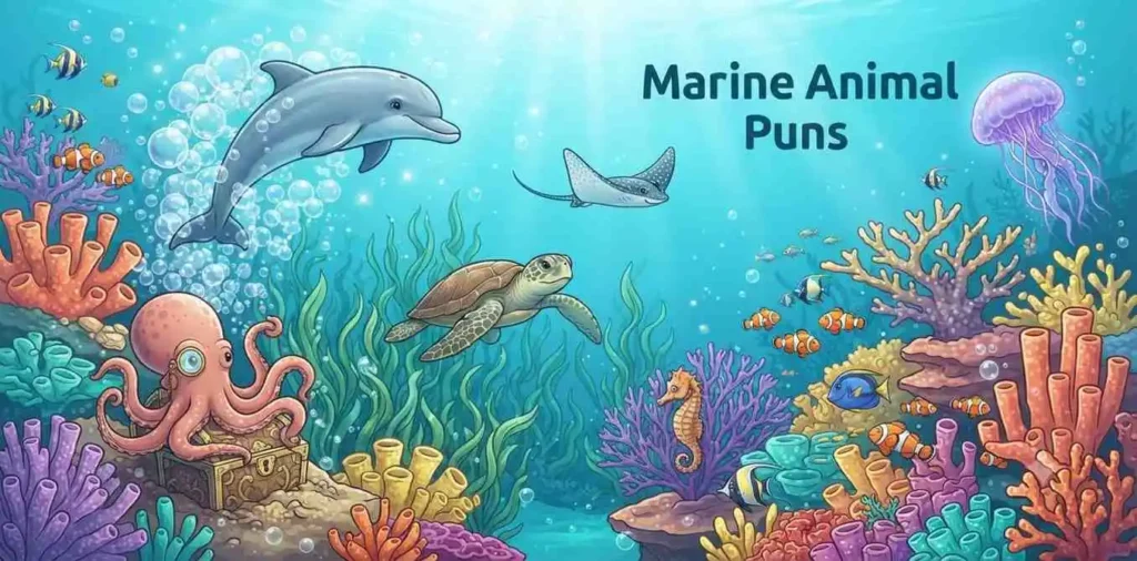 Playful marine animals underwater