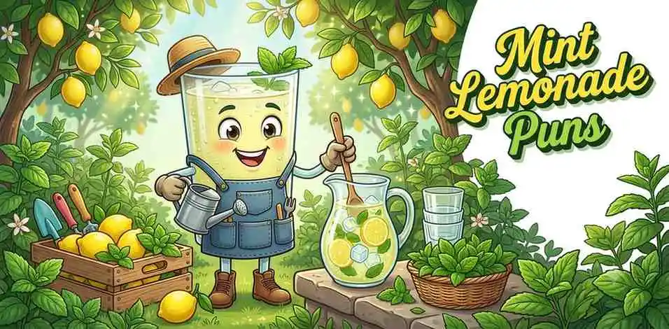 Mint lemonade drink with character