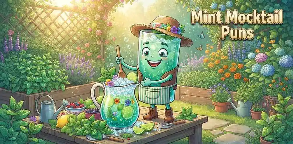 Mint mocktail drink mascot
