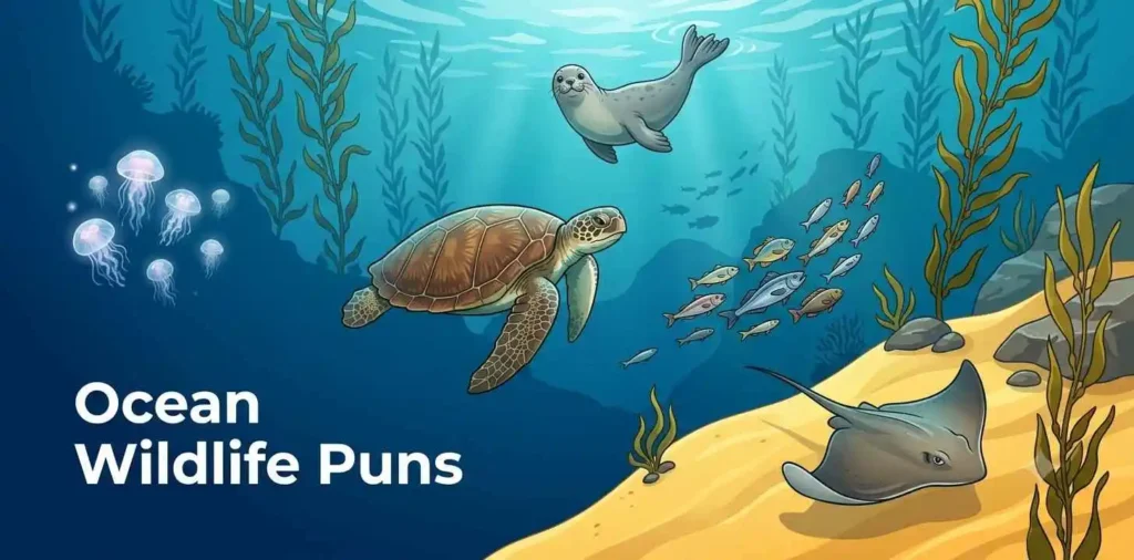 Diverse ocean wildlife underwater