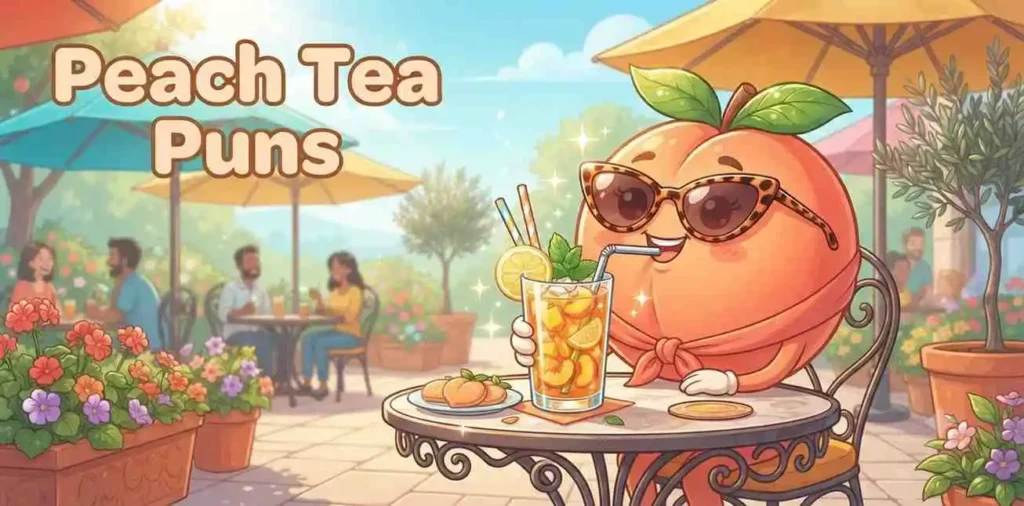 Peach enjoying refreshing iced tea