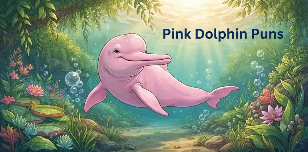 Playful pink dolphin underwater