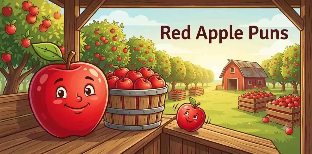 Shiny red apple with playful expression
