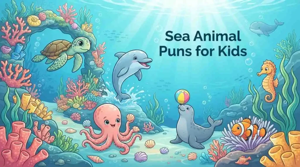 Colorful sea animals for kids