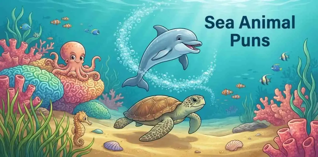 Playful sea animals underwater