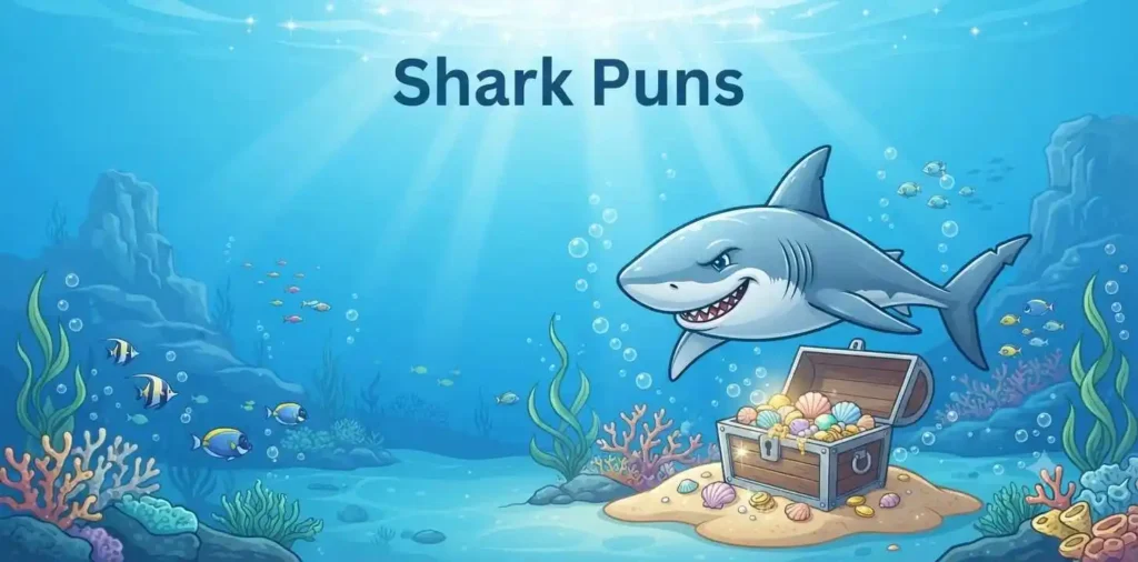 Funny shark swimming underwater