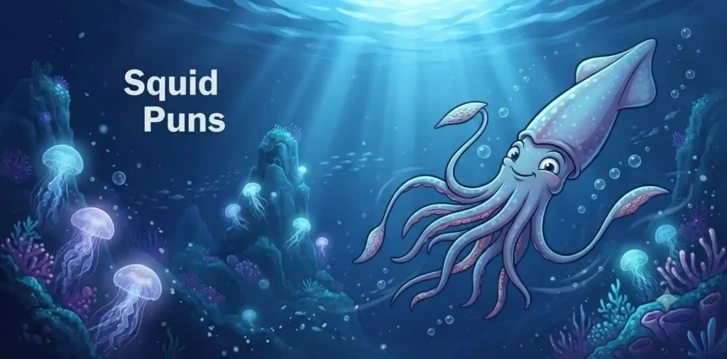 Playful squid swimming through ocean