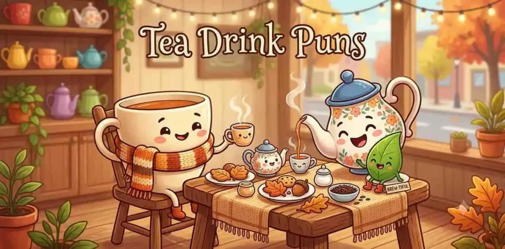 Cute tea characters together