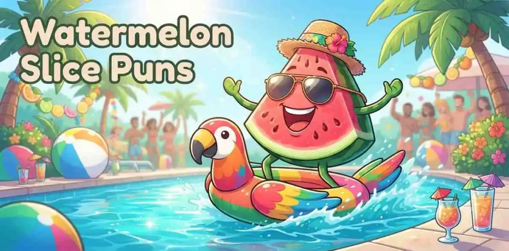 Funny watermelon slice character