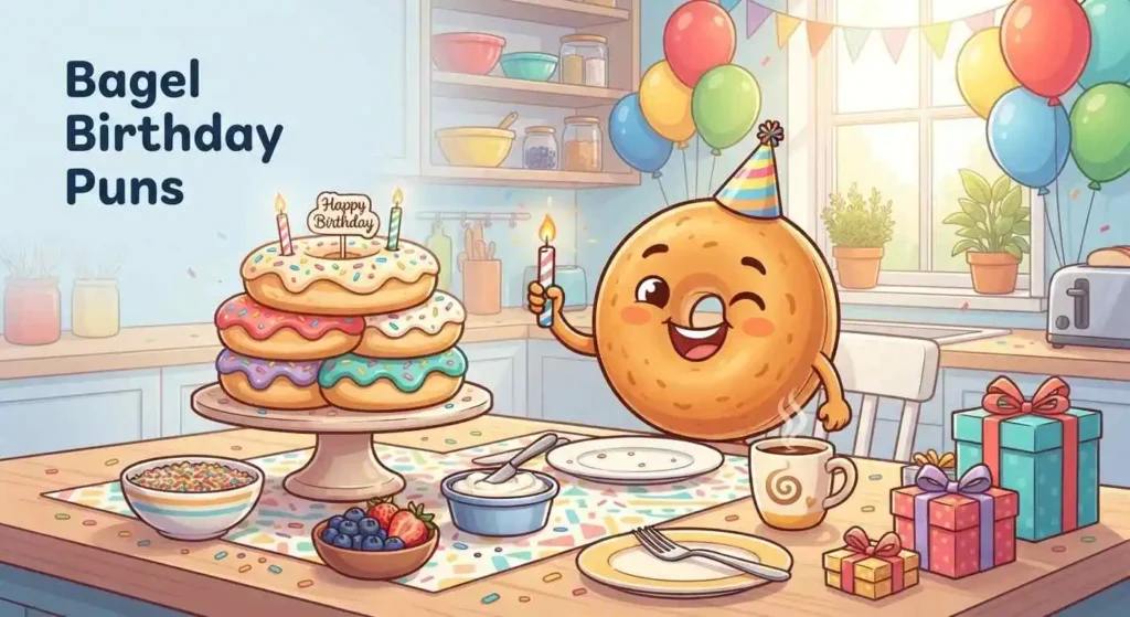 Funny bagel birthday celebration