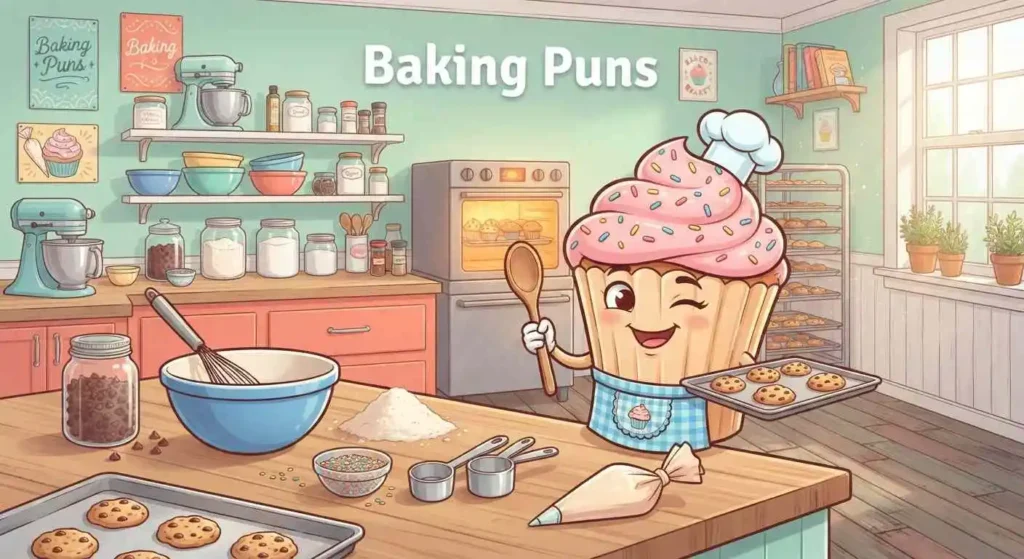 Funny baker making treats
