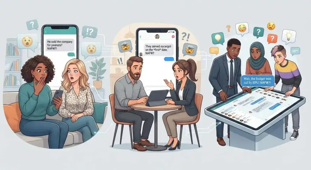 Adults using NAFW in friendship, dating, and group chat contexts
