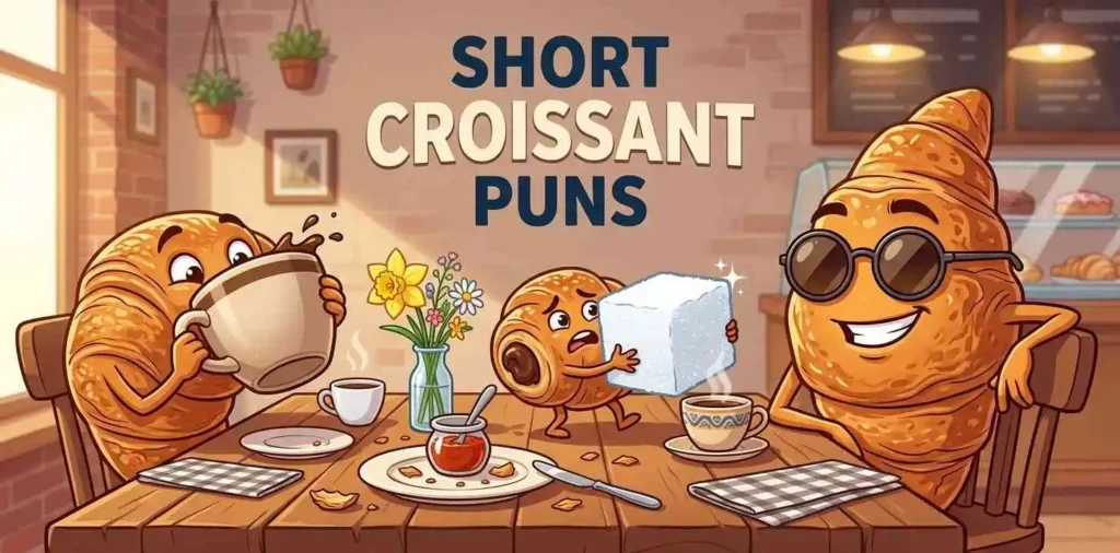 Funny croissant café scene