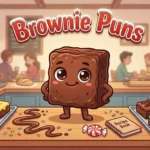 Funny brownie characters in bakery