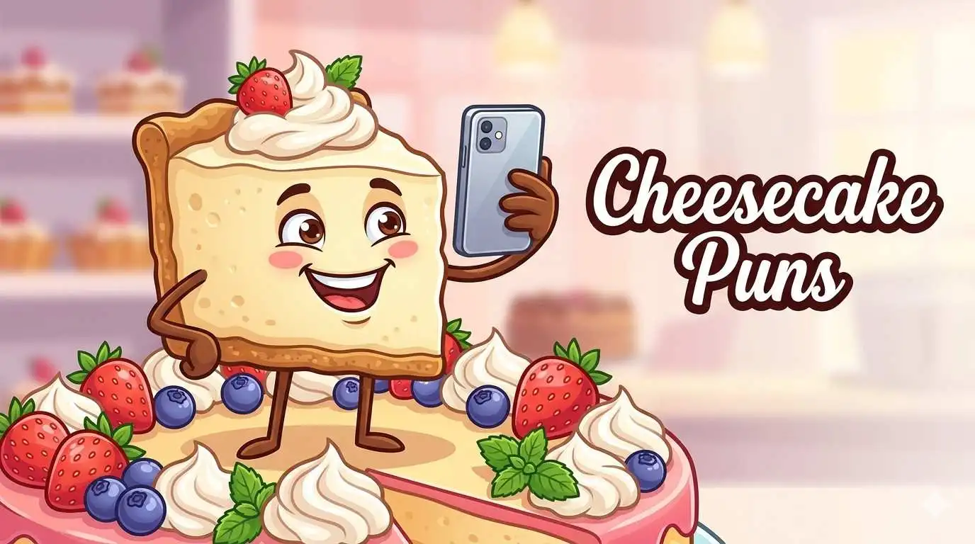 Funny cheesecake character smiling happily