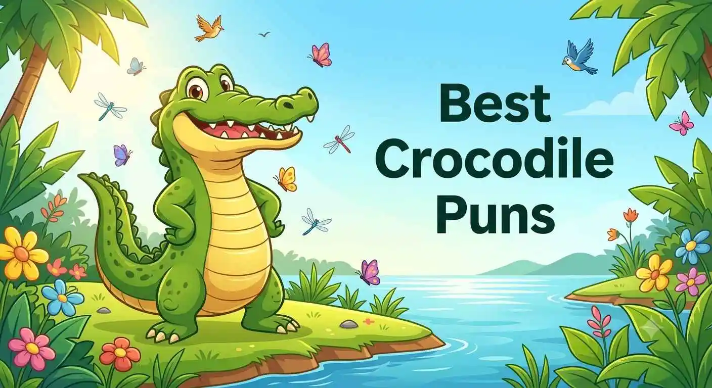 Funny crocodile smiling happily
