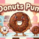 Funny cartoon donuts smiling together