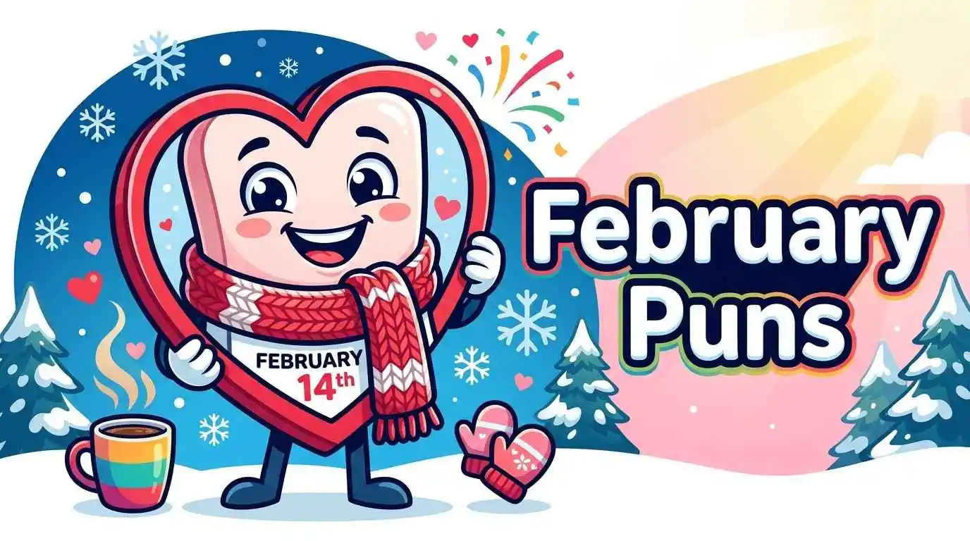 Cheerful February cartoon scene