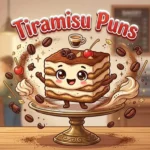 Funny tiramisu dessert character smiling.