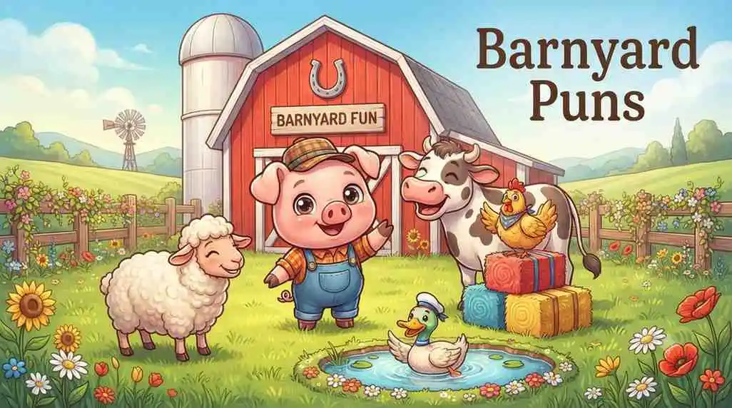 Cute barnyard animal scene
