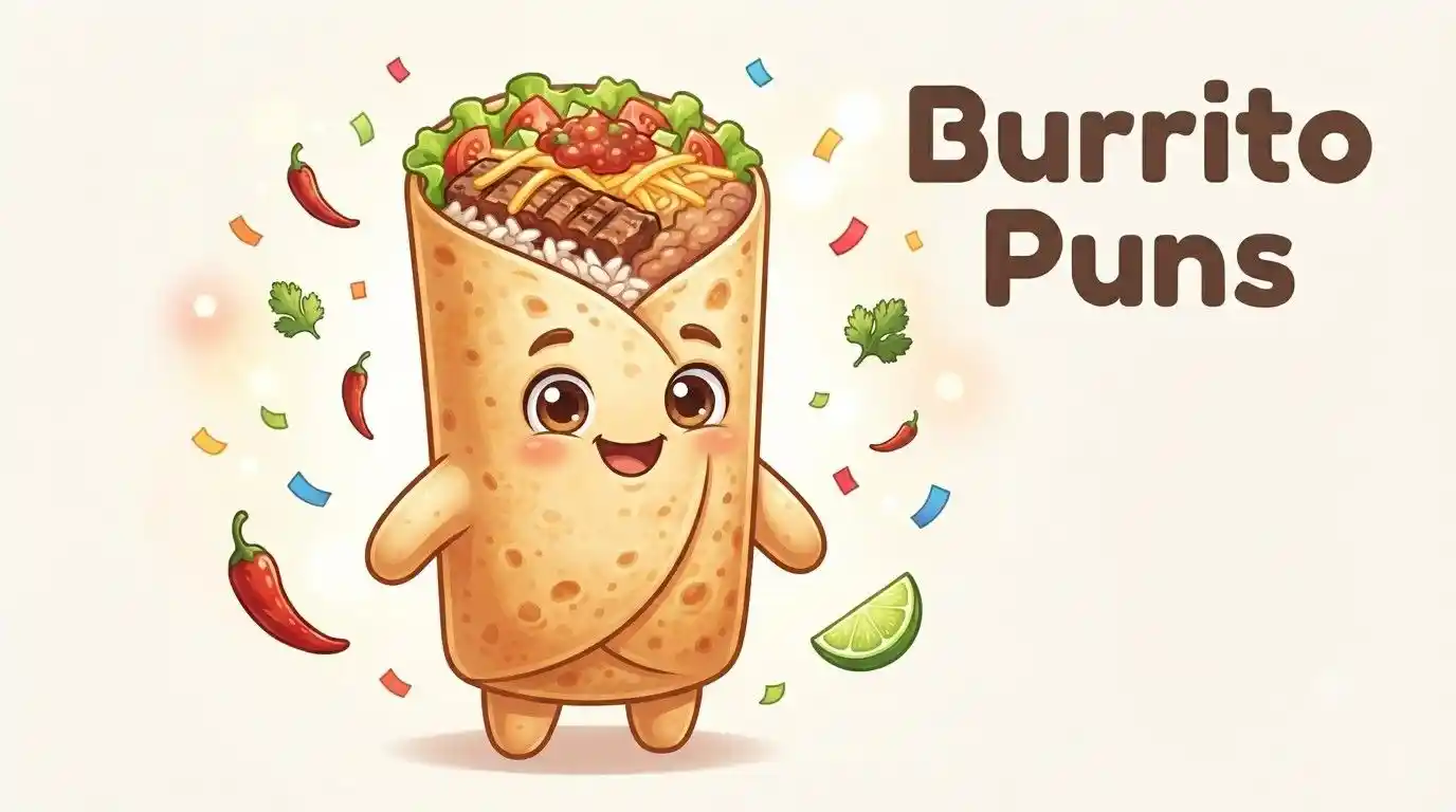 Cute burrito smiling happily