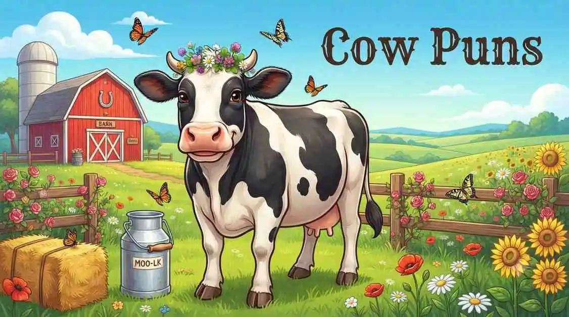 Cute cow farm scene