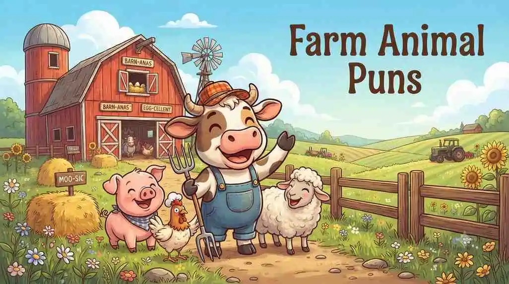 Cute farm animals scene