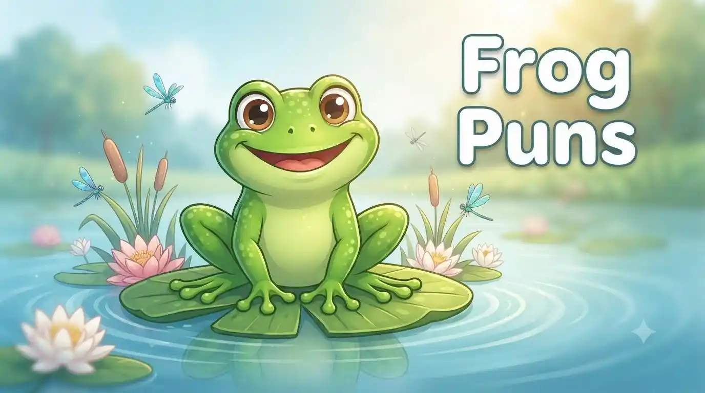 Happy frog on lily pad