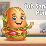 Smiling sub sandwich with toppings