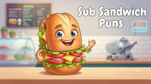 Smiling sub sandwich with toppings