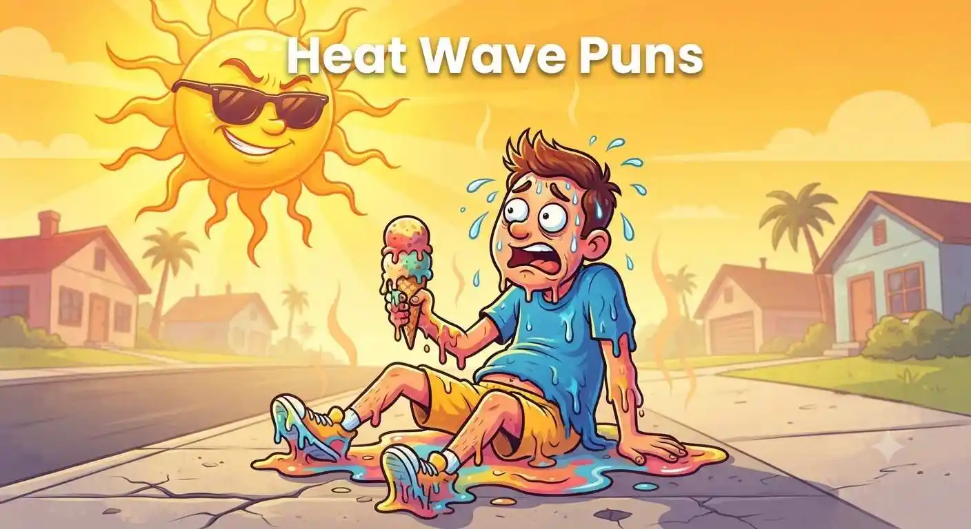 Cartoon sun melting city