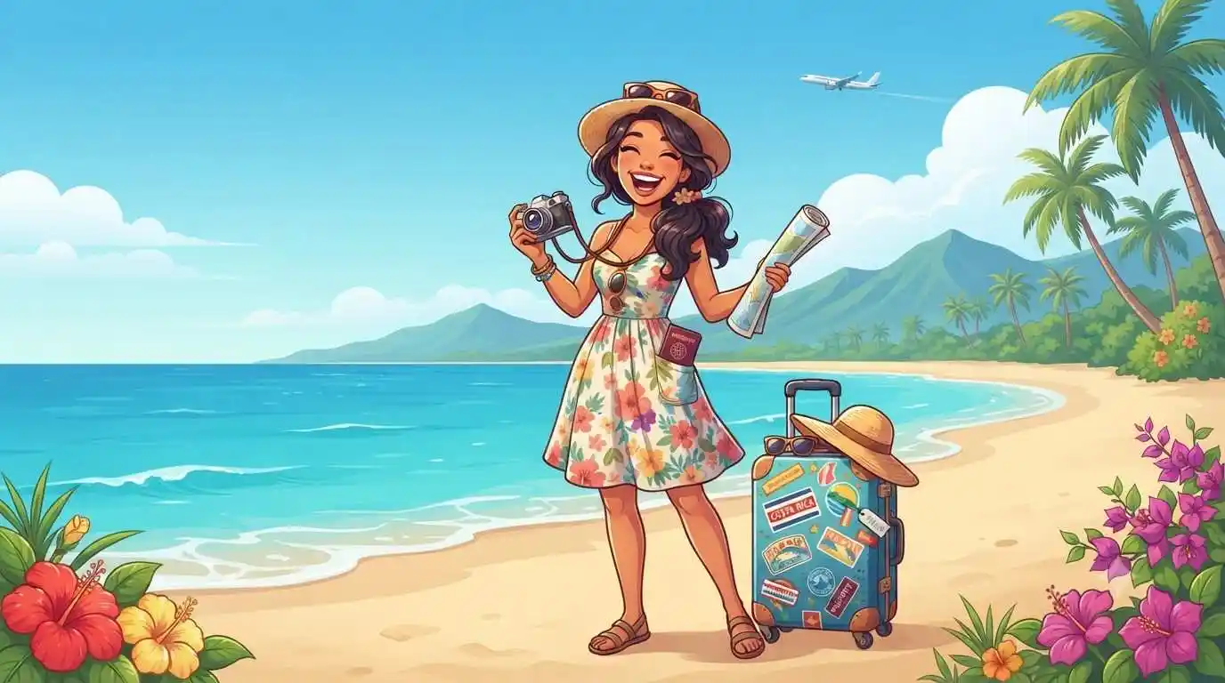 Happy traveler enjoying vacation