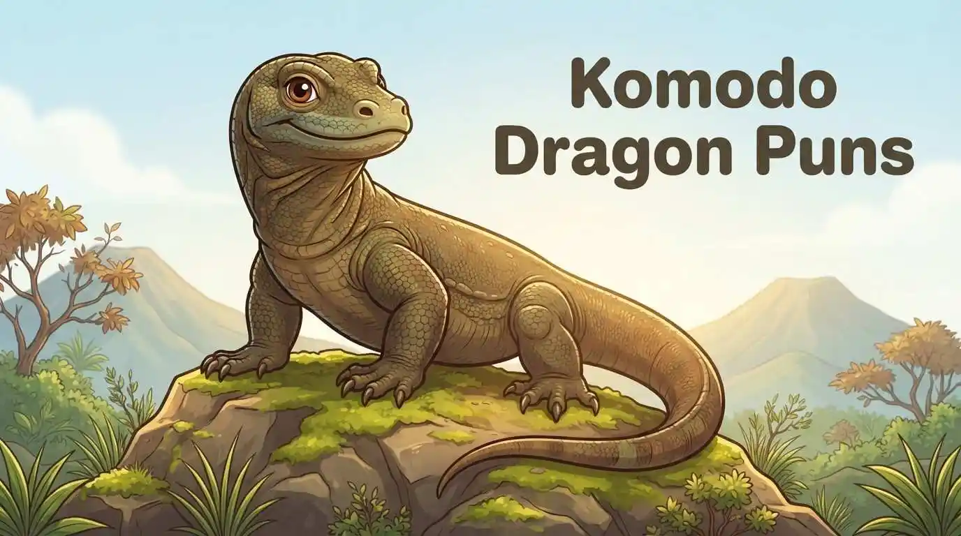 Smiling Komodo dragon outdoors