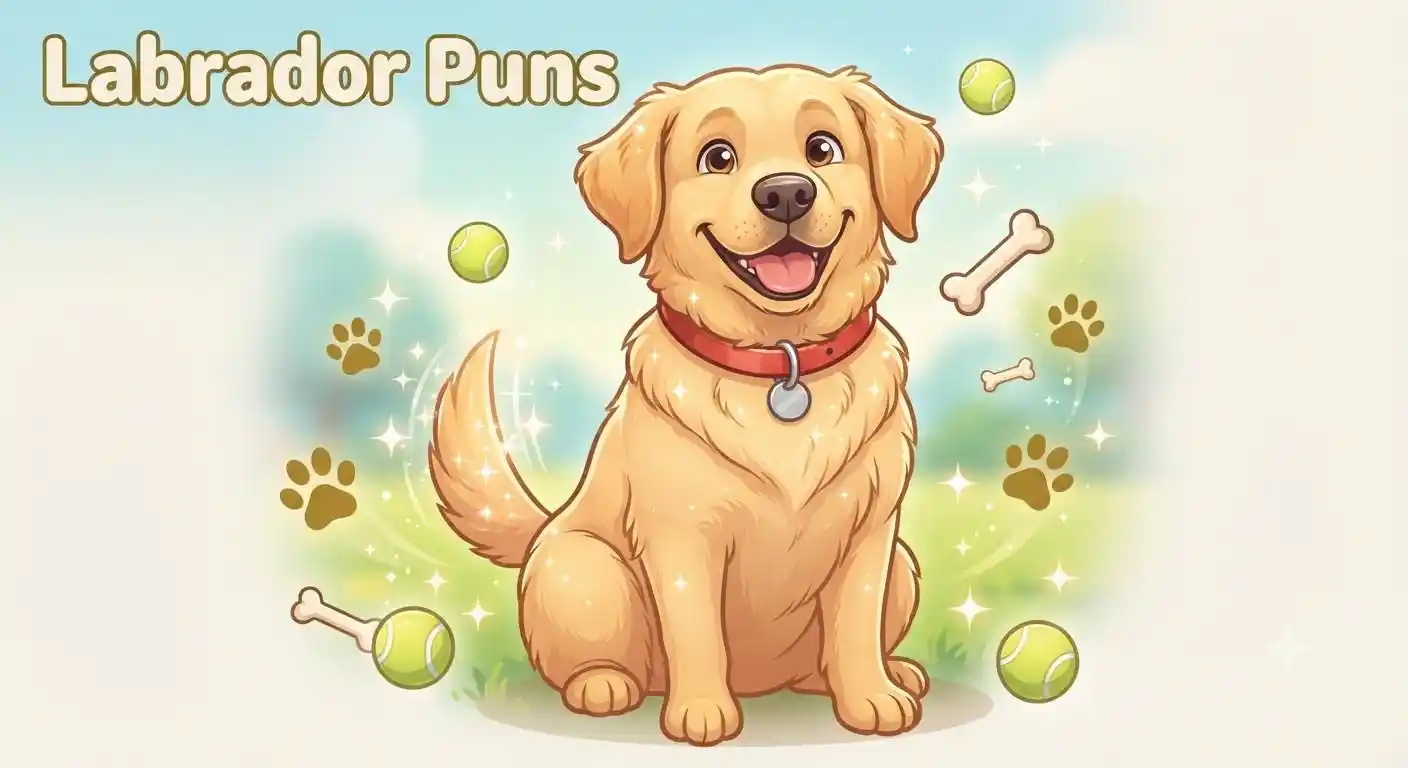 Cute cartoon labrador smiling happily