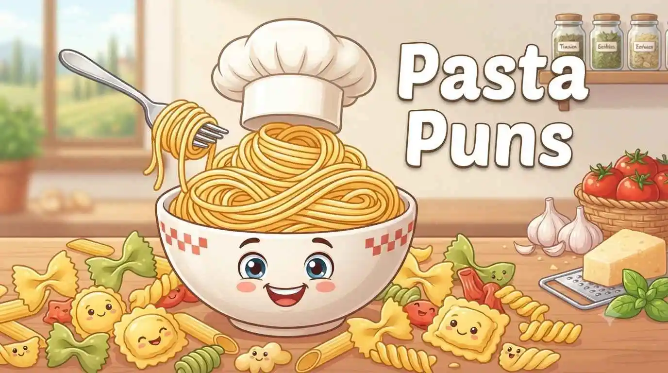 Smiling pasta with chef hat