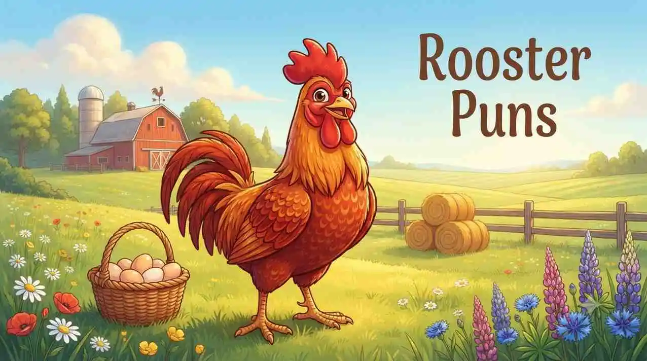 Colorful rooster farm