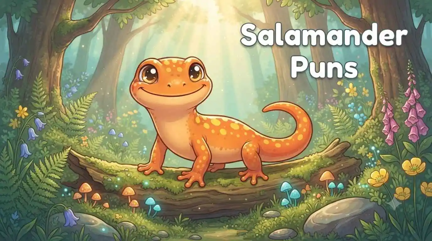 Happy salamander in forest