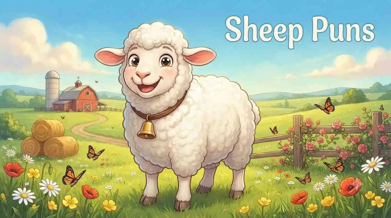 Cute sheep farm scene