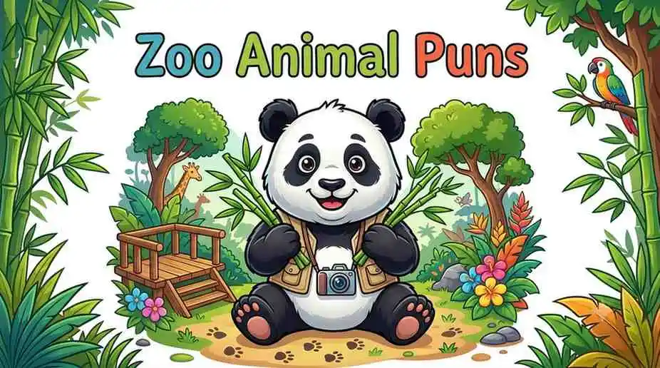 Cute zoo animals scene