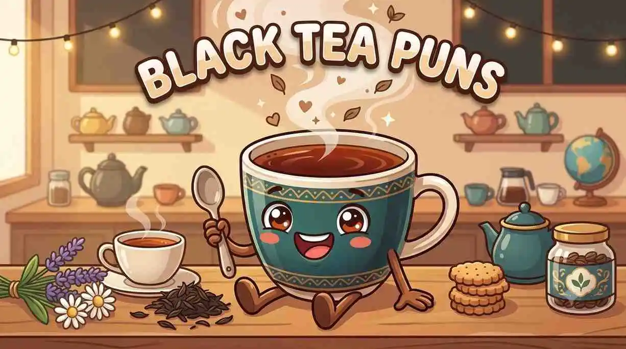 Cute black tea mascot